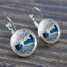 Load image into Gallery viewer, Tree of Life Silver Earrings Fashion France Stud Earrings for Women Ear Hook Earrings Life Tree Glass Cabochon Jewelry Girl Gift